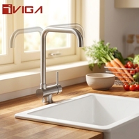 Robinet de cuisine pliable en acier inoxydable VIGA, design contemporain, à poignée unique, avec cartouche en céramique