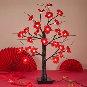 Luces decorativas de Interior para dormitorio, lámpara de mesa para sala de estar, iluminación de Festival, árbol, flor de melocotón, kapok core