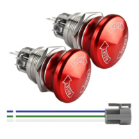 Bouton-poussoir d'arrêt d'urgence en métal à verrouillage de 22 mm, 12 V-250 V, trou de montage de 7/8 pouces, en acier inoxydable, 1NO 1NC avec prise, 2 pièces