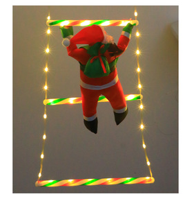 Décorations de Noël pour la saison printanière : Père Noël grimpant sur une échelle, lumières LED suspendues, décoration de <span class=keywords><strong>porte</strong></span> - Product Image 2