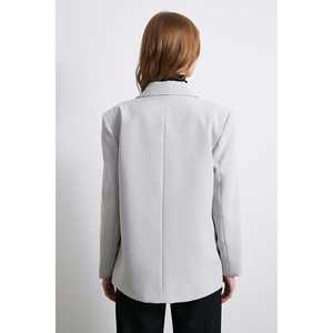 Blazer Clásico para Mujer, Gris, Viscosa y Poliéster, Cierre Doble con Botones - Product Image 3