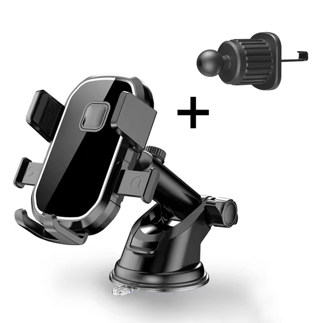 Telescopic Waterproof Car Phone Holder Selfie Light Dual Use Suction Cup Air Vent ABS Dashboard Desk Mount Compatible 4-7 Inch