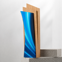 Trophée en bois de style cristal moderne avec design incurvé et finition haut de gamme pour les réalisations professionnelles et les cérémonies