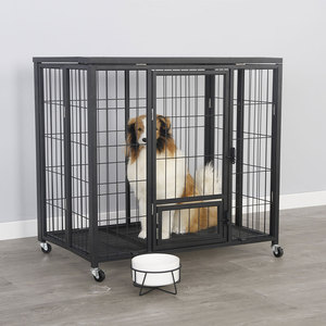 Iron <strong>Wire</strong> PP <strong>Dog</strong> <strong>Cage</strong> Outdoor/Indoor Breathable Powder-Coated Large Classic Modern Simple <strong>Foldable</strong> Horizontal Sliding Box Packed - Product Image 1
