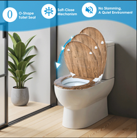 Siège de toilette imprimé sur 3 côtés, couvercle de toilette à fermeture douce avec charnières à dégagement rapide, siège de toilette décoratif en forme de O pour salle de bain