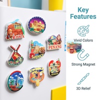 Imán Promocional para Refrigerador con Diseño 3D Personalizado de Arte Popular, Resistente al Agua, Serie de Lugares Emblemáticos de Ciudades, Venta al Por Mayor Directa de Fábrica, MOQ Bajo