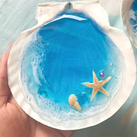 Plateau en résine époxy 3D Océan Bleu, Organisateur de bijoux décoratif en forme d'étoile de mer et de conque pour salle de bain, cadeau