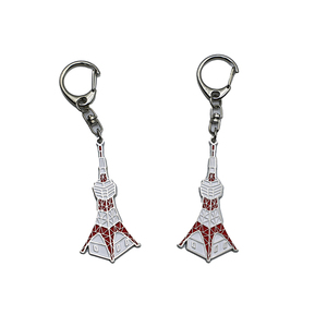 Porte-clés en émail doux métallique en gros, avec les monuments de Tokyo : Tour de Tokyo et Tour Skytree, Porte-clés de tours célèbres - Product Image 2