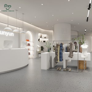 Moderno Exhibidor de Ropa Portátil de Madera <span class=keywords><strong>para</strong></span> Boutique, Mueble de Diseño Interior <span class=keywords><strong>para</strong></span> Tiendas de Ropa Femenina y Masculina - Product Image 6