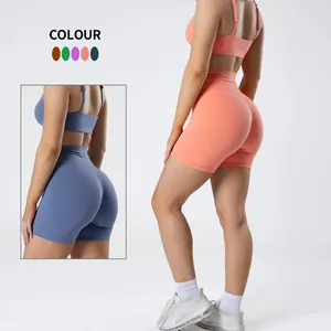 Set di abbigliamento sportivo con Logo personalizzato da donna e palestra Set di pantaloni corti da due pezzi per allenamento Yoga