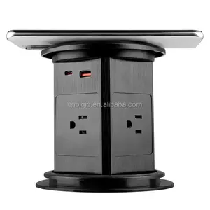 Electrical Retractable Pop Up Counter Socket with 4 Outlets,2 USB, 15W wireless charging