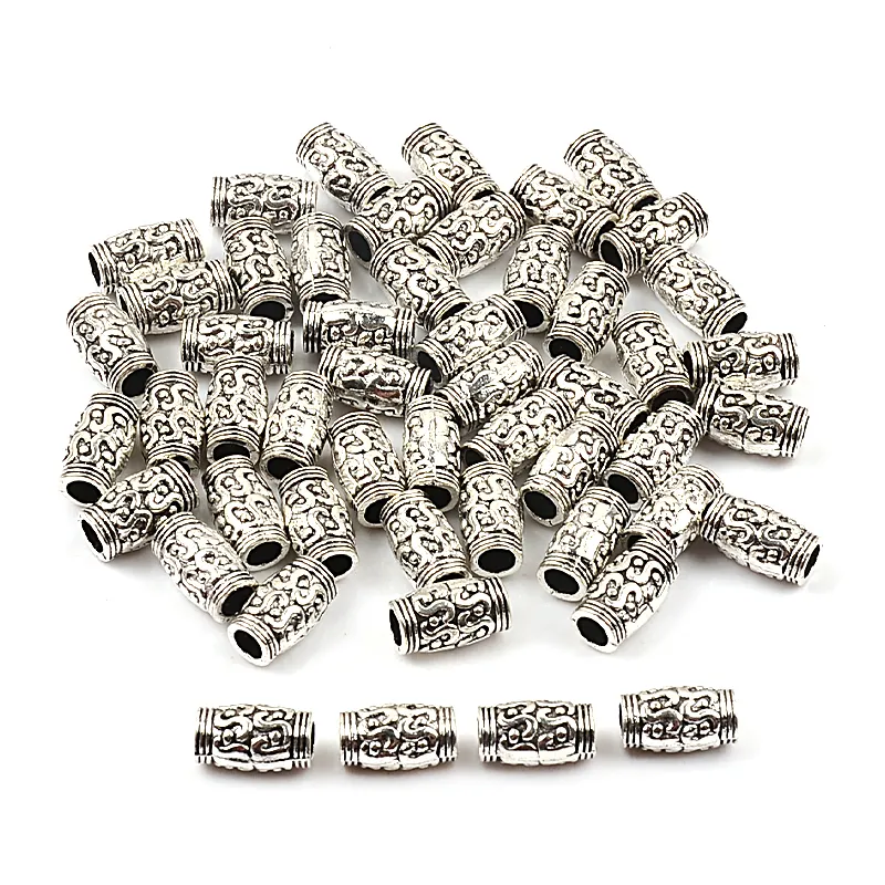 35 Tibetan Silver Diamond Shaped beads findings h0677