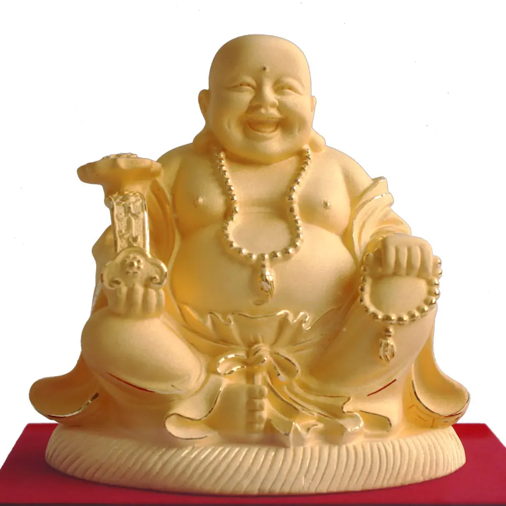 Tượng Phật Cười In Vàng 34K Bằng Đồng Thau 3d