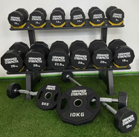 Ensemble d'haltères fixes en uréthane CPU avec barres droites et EZ Curl, têtes multi-facettes pour l'entraînement de force en salle de sport commerciale