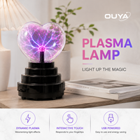 OUYA Boule de plasma électrostatique en forme de cœur, sphère magique à plasma avec commande sonore sensible au toucher, pour cadeaux, lampe