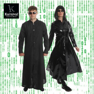 Disfraz <span class=keywords><strong>de</strong></span> Hombre para Televisión o Cine, Disfraz <span class=keywords><strong>de</strong></span> Halloween, Carnaval, Cosplay, Ciberhéroe Neo, Abrigo Largo Negro, Gafas <span class=keywords><strong>de</strong></span> Sol, Impresión Digital para Adultos, PU - Product Image 1