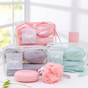 Promotional Wholesale Custom Waterproof Makeup Bag Travel Clear PVC Wash Toiletry Plastic Women Cosmetic Bag with Toiletries