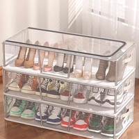 Ensemble complet d'organisation de placard et de coiffeuse Boîtes de rangement pour chaussures Miroirs en papier de soie et bureau de toilette pour maquillage Lot de 2