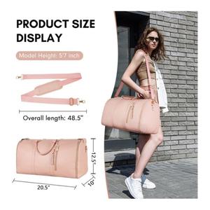 Sac de voyage imperméable en PU grande capacité avec compartiment à chaussures suspendu géométrique, sac à main unisexe tendance pour affaires et activités de plein air - Product Image 3