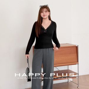 Blusa de Mujer Happy Plus, Cuello en V, con Lazo, Tejida, de Color Sólido, Manga Larga, Talla N9037 - Product Image 4