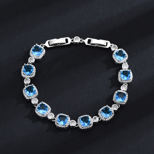 European Style Colored Gemstone Bracelet Gold Plated Tennis Chain Diamond Encrusted Unisex Fashion Jewelry Gift - Product Image 2