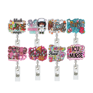 تصنيع جعل الشعار الخاص بك ملحقات ممرضة قابل للسحب الاكريليك معرف اسم حامل شارة بكرة مع مشبك التمساح - Product Image 6