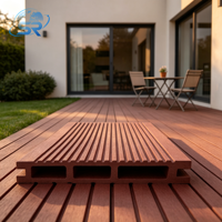 Planche de terrasse en WPC creuse 140x25mm, revêtement de sol composite bois-plastique pour jardin, patio, terrasse