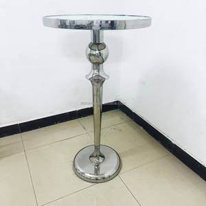 Mesa <span class=keywords><strong>de</strong></span> Bar <span class=keywords><strong>de</strong></span> Negociación <span class=keywords><strong>con</strong></span> <span class=keywords><strong>Base</strong></span> <span class=keywords><strong>de</strong></span> Acero Inoxidable y Tapa <span class=keywords><strong>de</strong></span> Vidrio Blanco - Product Image 3