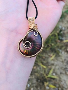 Fil fait à la main enveloppé de cristal spirituel naturel pierre de guérison bijoux fins ammonite fossile <span class=keywords><strong>pendentif</strong></span> - Product Image 5
