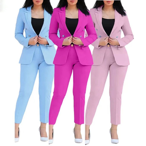 Chất Lượng Cao Của Phụ Nữ Thời Trang Giản Dị Hai Mảnh Phù Hợp Với Phụ Nữ Mùa Hè Văn Phòng <span class=keywords><strong>Blazer</strong></span> Bộ Phụ Nữ Thanh Lịch Của Kinh Doanh Phù Hợp Với Bộ - Product Image 1