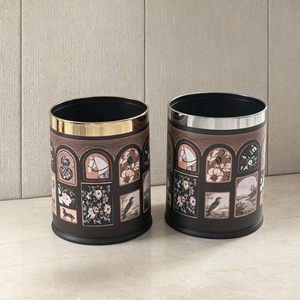 Cubo de Basura Cilíndrico de Estilo Vintage, 10L, Resistente al Agua, Control de Olores, Decoración para Interiores, Sala de Estar, Dormitorio - Product Image 1