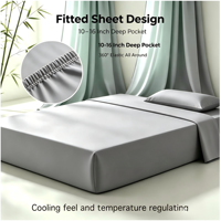 Ensemble de housse de couette et de draps en bambou 100% bambou, 300TC, simple, respirant, écologique, rafraîchissant pour l'été
