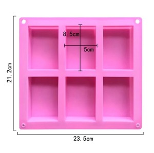 Moule en silicone rectangulaire à 6 cavités, qualité alimentaire, antiadhésif, pour la fabrication de savon, plateau de cuisson multi-usages pour savon artisanal et gâteaux faits maison - Product Image 1