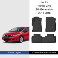 Tapis de sol de voiture DSN en TPE 3D de 3,5 mm d'épaisseur, étanches et faciles à installer, pour Honda Civic 9ème génération 2011-2015 – Offre Spéciale