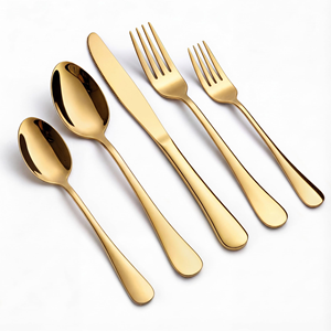 Royal Wedding Luxury Gold Plated Cutlery Set Mirror Polish Stainless Steel Cutlery Golden Flatware Set Restaurants Hotels - Product Image 1