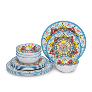 Juego de vajilla de melamina con estampado azul, juego de vajilla de la royal crown, Otara - Product Image 4