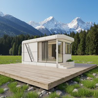 Maison capsule spatiale moderne en panneaux sandwich d'acier modulaires, entièrement meublée, préfabriquée, mobile, pour complexe hôtelier, glamping, parc, centre commercial