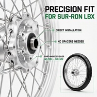 Kit de conversion de roues Supermoto argentées de 17 pouces pour Sur-Ron Light Bee X LBX, moyeu CNC, équilibrage dynamique, pneus de performance pour la route