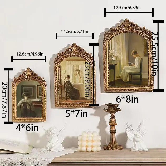 Resin photo frame 4*6 5*7 6*8 a4in vintage frame with baroque style vintage gold carve patterns European style