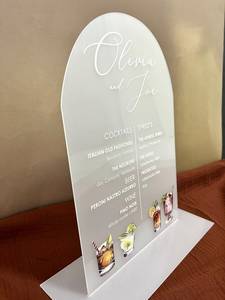 Personalizado 3mm acrílico duro blanco boda Bar signo boda Bar menú firma bebidas con soporte de número de mesa - Product Image 3