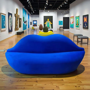 Venta al por mayor decoración moda labios terciopelo rojo labios sofá estilo algodón sofá diseños rojo labio sofá - Product Image 2