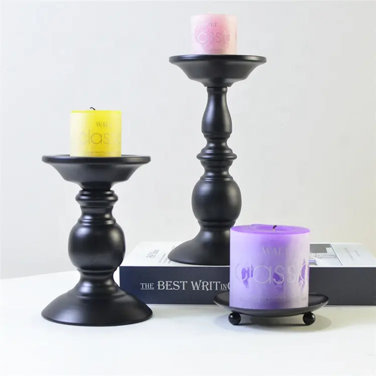 American candlestick vela jantar vela copo preto ferro forjado castiçal para a decoração home