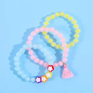 3 Style Small Fresh Color Children Jewelry Wholesale Cute Kids Star Bracelets Decoration Plastic for Girls Beaded Bracelets Yane