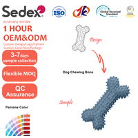 Jouets à mâcher multifonctionnels pour chien, os à picots, design creux central, jouet distributeur de friandises, logo personnalisé pour fabricants d'articles pour animaux de compagnie