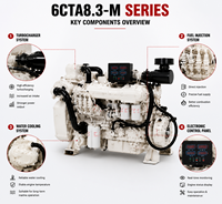 Motor Diésel Marino CUMS 6CT8.3-GM129 de 6 Cilindros, 129kW, 1800rpm, Refrigerado por Agua, para Barcos de Pesca y de Trabajo
