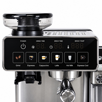 Nouvelle machine à café expresso semi-automatique 6-en-1 20 bars pour cappuccino/latte avec mousseur à lait et moulin à café