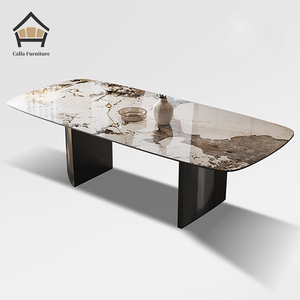 <span class=keywords><strong>Table</strong></span> à manger en pierre frittée de style nordique moderne de luxe, plateau en marbre, tables rectangulaires et rondes haut de gamme pour la maison, meubles de restaurant - Product Image 2
