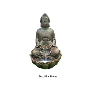 Patung Buddha Kuat Resin Dekorasi Taman Zen Air Mancur Buddha Luar Ruangan dengan LED