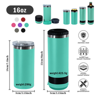 Vaso Enfriador de Latas 4 en 1 de 16oz de Acero Inoxidable con Altavoz y Pantalla Digital, Taza Musical Inalámbrica con Recubrimiento en Polvo
