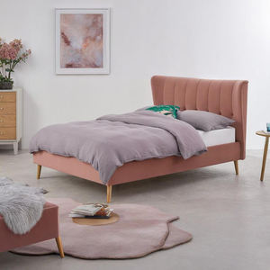 Designer Modern Upholstered Bed With High <b>Headboard</b> - Luxury Minimalist Style - Product Image 2